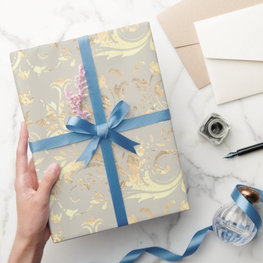 Elegant  gouddamaspatroon van ivoor cadeaupapier (Geschenken)