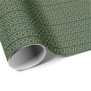 Elegant gouddonkerdengroen geometrisch patroon cadeaupapier