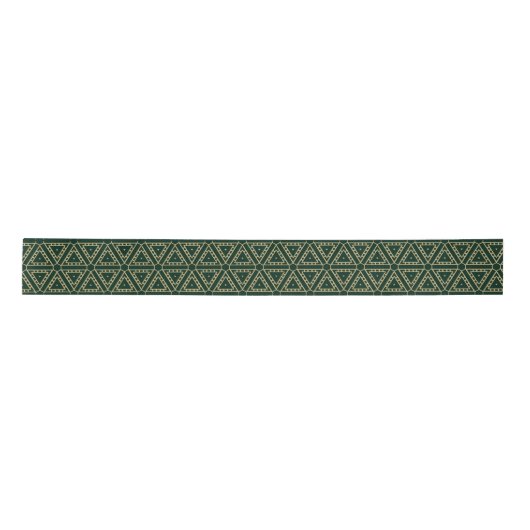 Elegant gouddonkerdengroen geometrisch patroon lint (Voorkant)