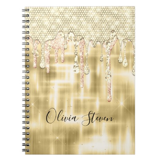 Elegant gouddruppelmonogram notitieboek (Voorkant)