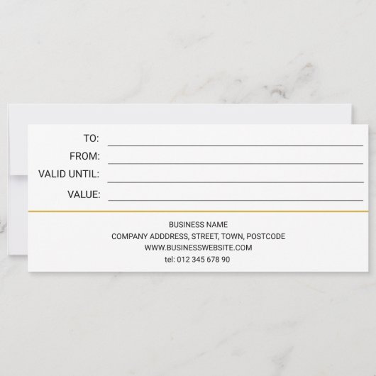 ELEGANT GOUDE SCRIPT BEDRIJFSLOGO Cadeaubon (Achterkant)