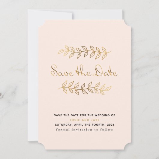 Elegant goudeffect behalve datumkaart save the date (Voorkant)