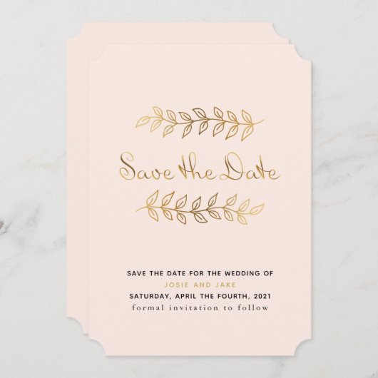 Elegant goudeffect behalve datumkaart save the date (Voorkant / Achterkant)