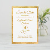 Elegant Gouden 50-jarig Jubileumfeestje op Maat Ge Save The Date (Staand voorkant)