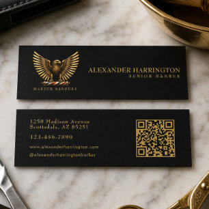Elegant Gouden Adelaar Kapperszaak Logo Kapper Mini Visitekaartje