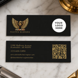 Elegant Gouden Adelaar Kapperszaak Logo Kapper Mini Visitekaartje