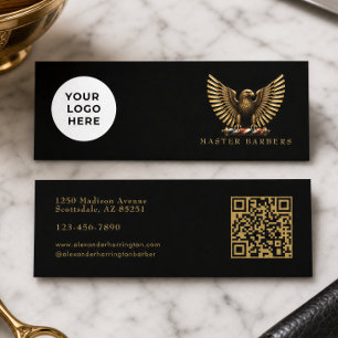 Elegant Gouden Adelaar Kapperszaak Logo Kapper Mini Visitekaartje