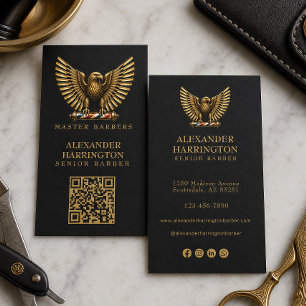 Elegant Gouden Adelaar Kapperszaak Logo Kapper Visitekaartje