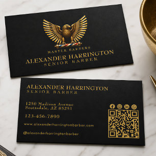 Elegant Gouden Adelaar Kapperszaak Logo Kapper Visitekaartje