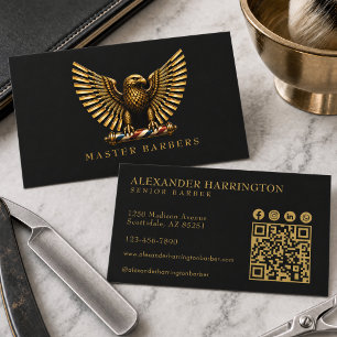 Elegant Gouden Adelaar Kapperszaak Logo Kapper Visitekaartje