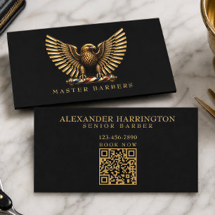 Elegant Gouden Adelaar Kapperszaak Logo Kapper Visitekaartje
