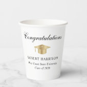 Elegant gouden Afstudeerder Pet Graduation Party Papieren Bekers (Voorkant)