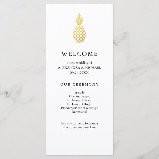 Elegant gouden ananas bruiloft programma (Voorkant)