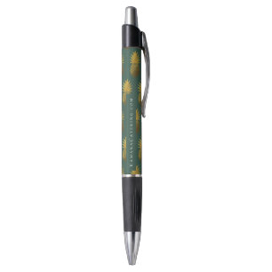 Elegant Gouden Ananaspatroon Groen Pen