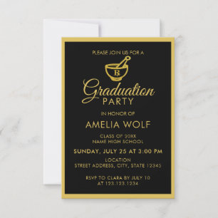 Elegant Gouden Apotheker Afstudeerfeest Kaart