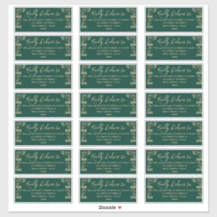 Elegant gouden Art Deco & groene Gast Adresetikett Sticker