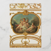 Elegant Gouden Barok Rococo Vrijgezellenfeest Folie Uitnodiging (Achterkant)