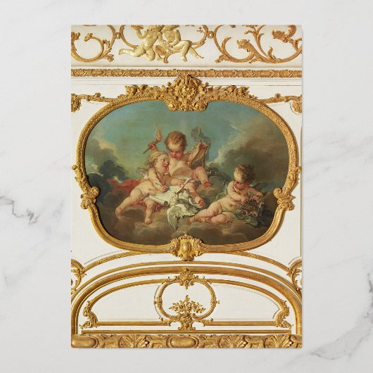 Elegant Gouden Barok Rococo Vrijgezellenfeest Folie Uitnodiging (Achterkant)