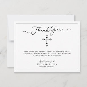 Elegant Gouden Blauwe Bloemen Kruis Begrafenis Bed Bedankkaart