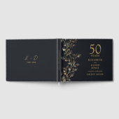Elegant Gouden Bloem 50ste Huwelijksverjaardag  Gastenboek (Volledig)