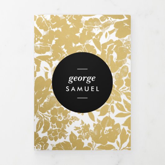 Elegant gouden bloemenontwerp met gedurfde zwarte drieluik kaart (Cover)