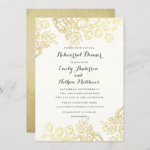Elegant gouden  bloemenrepetitiediner kaart
