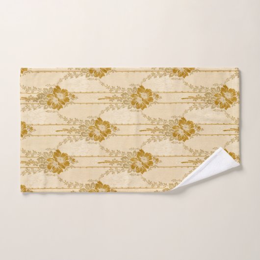 Elegant gouden bloemenzwaaipatroon bad handdoek (Handdoek)