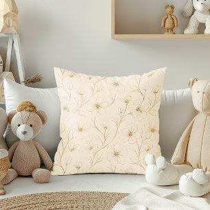 Elegant gouden bloemlijn kunst naadloos patroon kussen