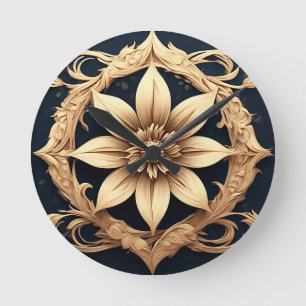 Elegant Gouden Bloemontwerp Ronde Klok