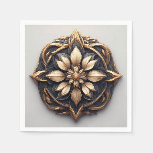 Elegant Gouden Bloemornament Servet