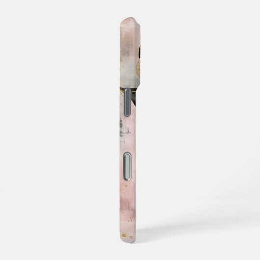 Elegant gouden botanisch monogram iPhone hoesje (Rechterkant)