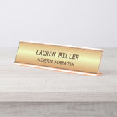 Elegant gouden  bureau naambordje (Voorkant)