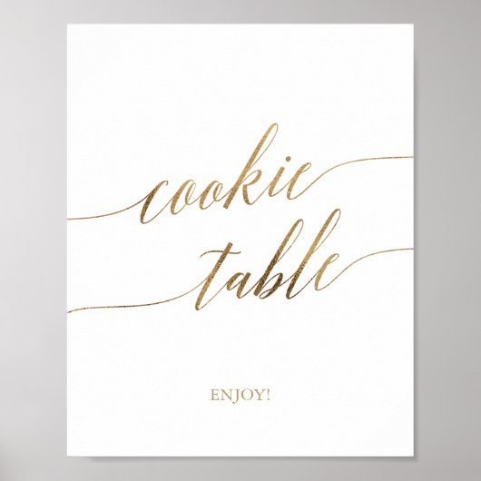 Elegant Gouden Calligraphy Koek Tafelkaart Poster (Voorkant)