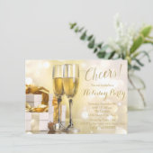 Elegant gouden champagne vakantie feest kaart (Staand voorkant)