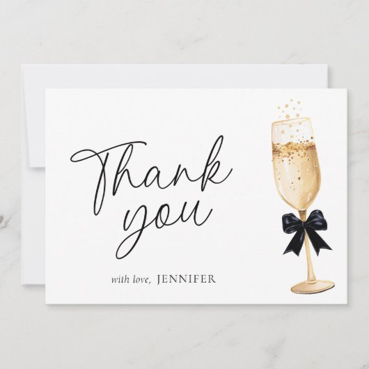 Elegant gouden champagne Vrijgezellenfeest Bedankkaart (Voorkant)