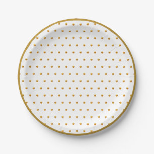 Elegant gouden confetti op wit papieren bordje