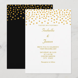 Elegant gouden confetti op zwart en wit kaart