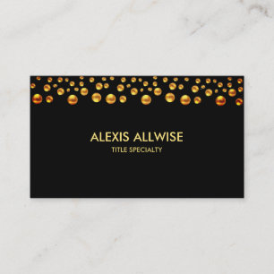 Elegant gouden confetti op zwart visitekaartje