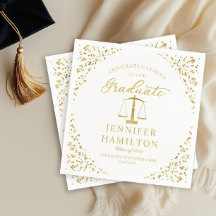 Elegant Gouden Confetti Rechtsgeleerdheid Afstudee Servet