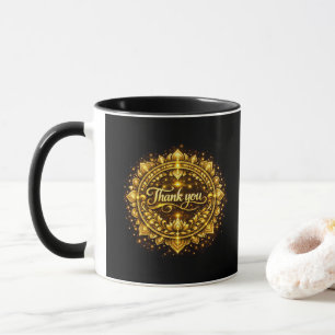 Elegant gouden "Dank je" Mandala-ontwerp met luxe Mok