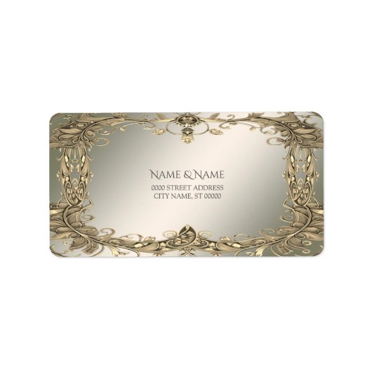 Elegant gouden decoratief adreslabel etiket (Voorkant)