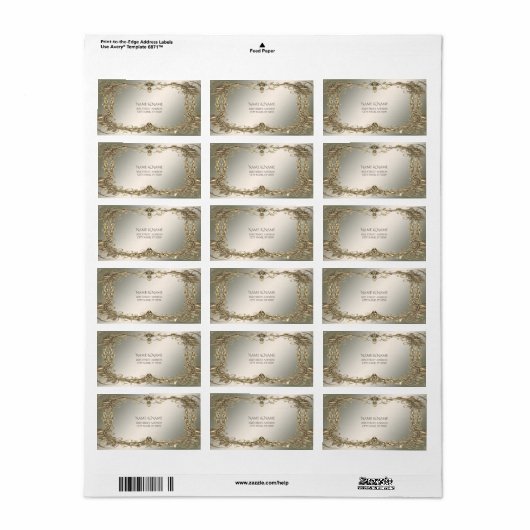 Elegant gouden decoratief adreslabel etiket (Full Sheet)