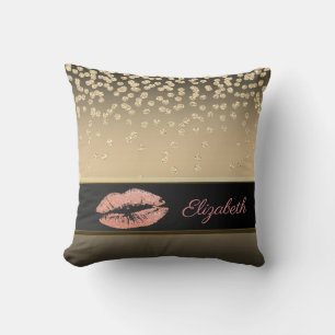 Elegant Gouden Diamanten-Glitterende Lip-Personali Kussen
