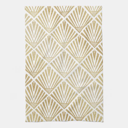 Elegant gouden diamantpalm, kunstdecodesign theedoek (Verticaal)