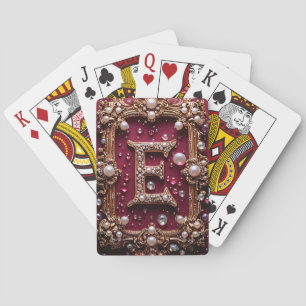 Elegant Gouden E Letter Monogram Pokerkaarten