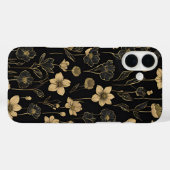 Elegant gouden en zwarte bloemenpatroon Case-Mate iPhone case (Achterkant (horizontaal))