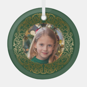 Elegant  gouden filigraan Lijst foto Glas Ornament