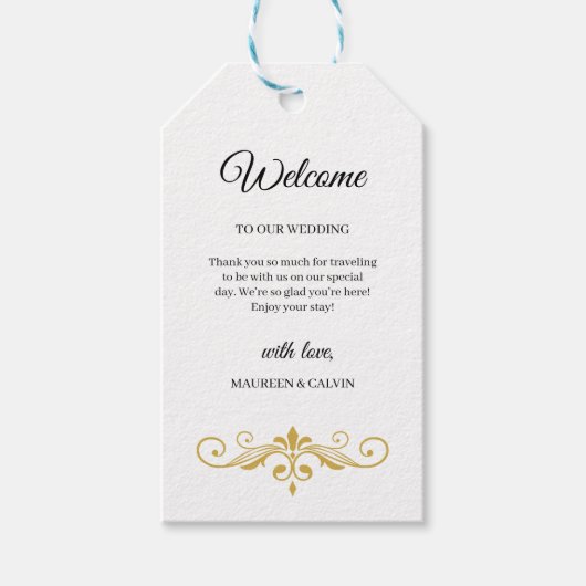 Elegant gouden filigraan op wit, cadeau Label Cadeaulabel (Voorkant)