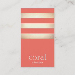 Elegant Gouden Folie Gestreepte Moderne Koraal Pea Visitekaartje