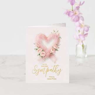 Elegant gouden folie lint hart condoleance AML26 Wenskaart